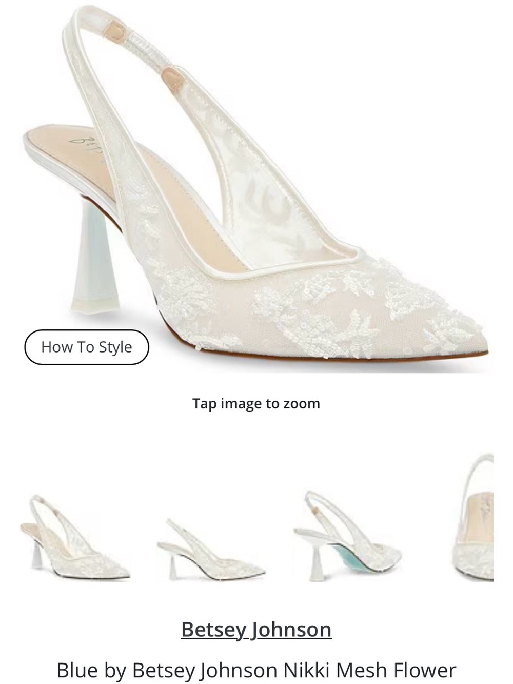 Blue by Betsey Johnson White Floral Lace Slingback Heels